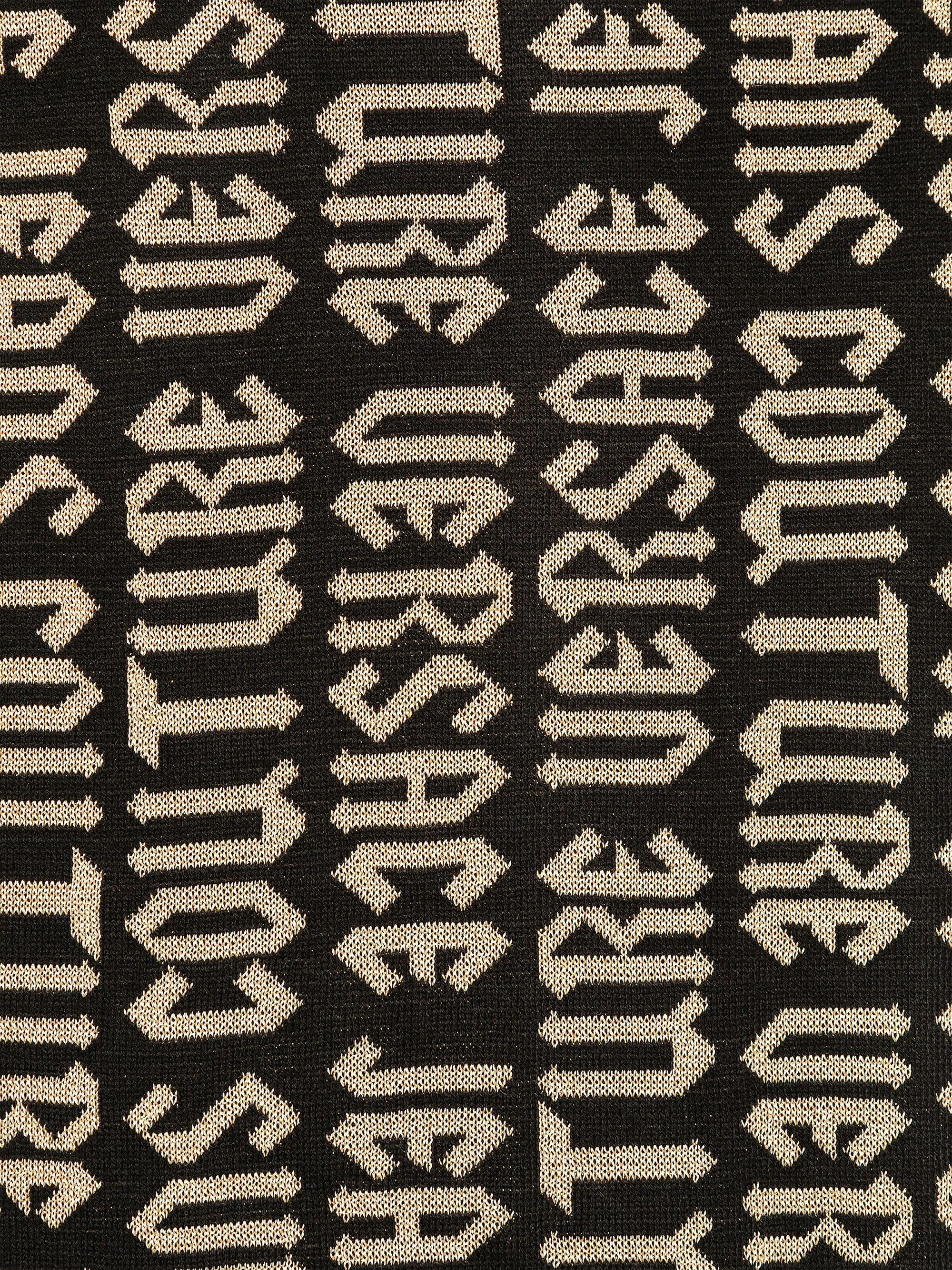 Versace Jeans Couture Gothic Signature Monochrome Blak Gold Knitted Womens Scarf