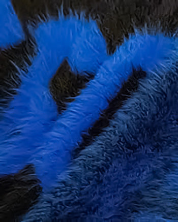 Versace Jeans Couture Bold Blue & Black Oversized Faux Fuzzy Fur Scarf