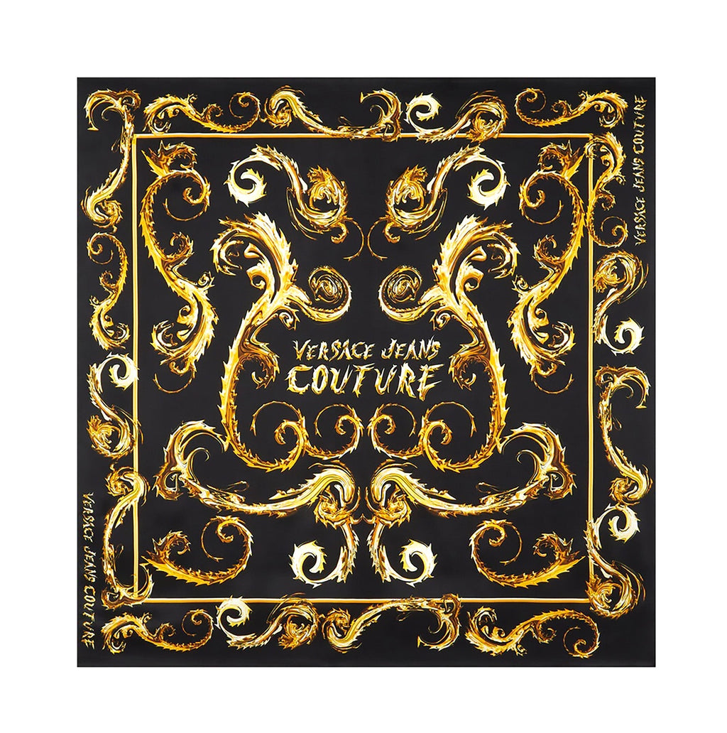 Versace Jeans Couture Black/Gold Silk Print Square Scarf