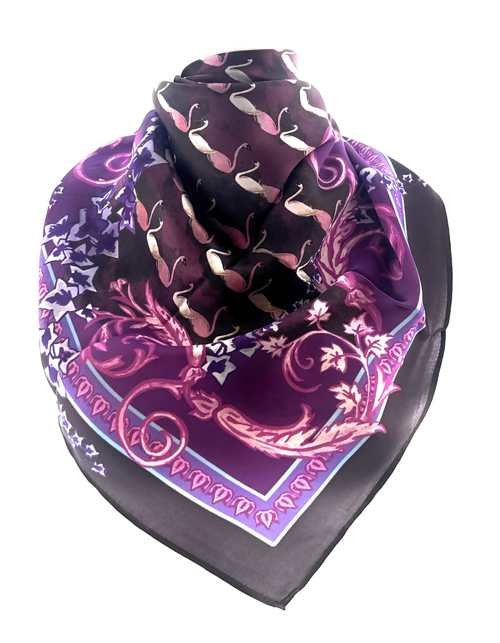 Versace Jeans Couture Plum Multicolor Silk Print Scarf