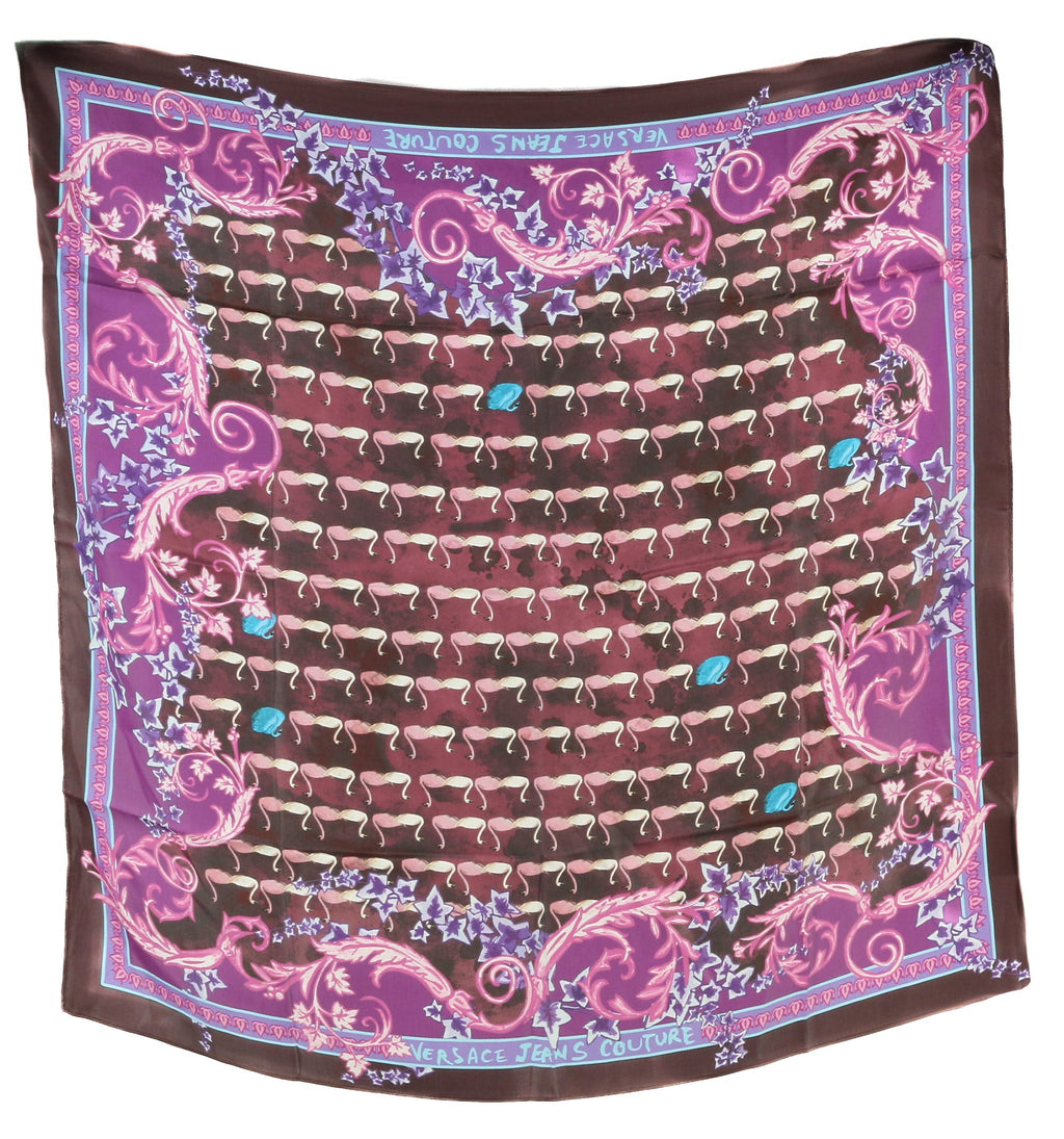 Versace Jeans Couture Plum Multicolor Silk Print Scarf