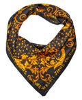 Versace Jeans Couture Baroque  Black/Gold Bloom Silk Scarf