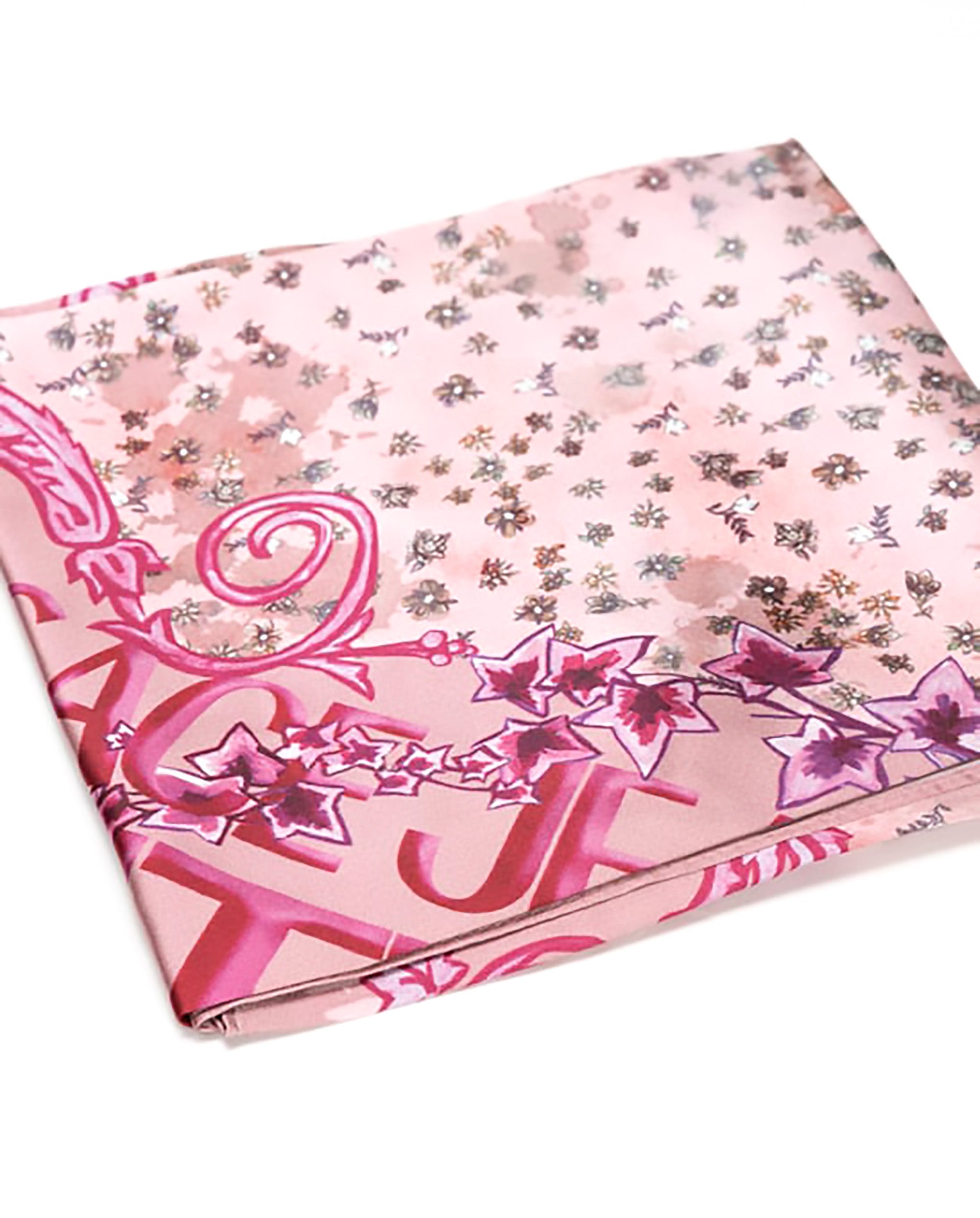 Versace Jeans Couture Rose Bloom Baroque Print Silk Scarf