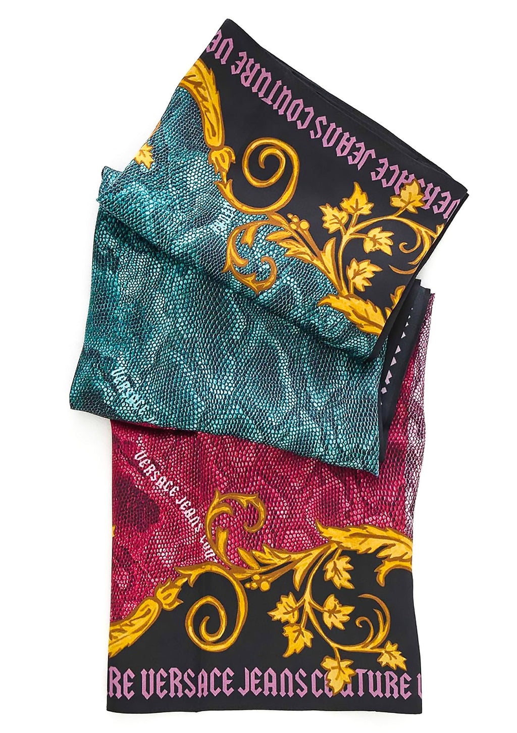 Versace Jeans Couture Luxury Multicolor Snake-Print Scarf with Baroque Borders