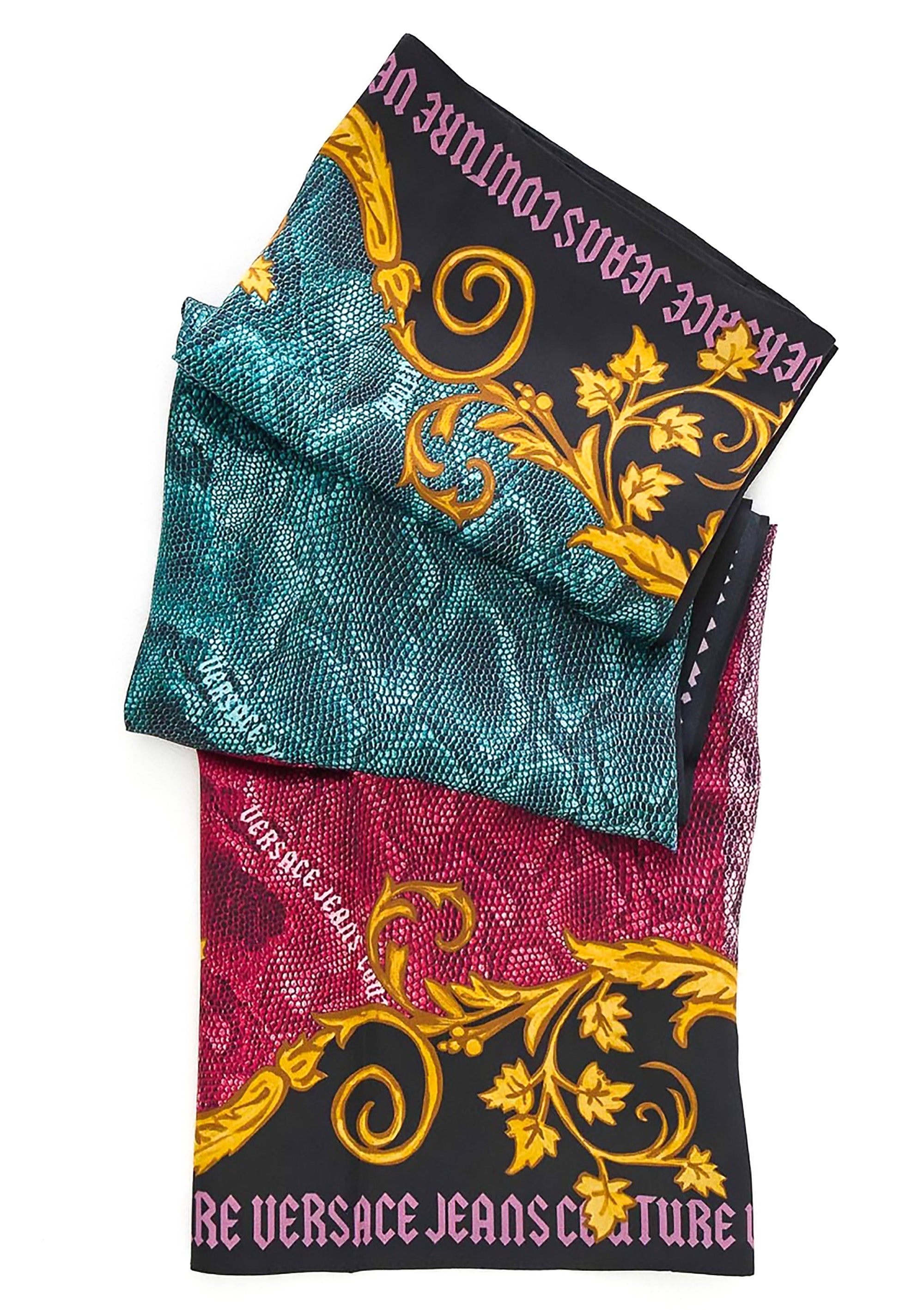 Versace Jeans Couture Luxury Multicolor Snake-Print Scarf with Baroque Borders