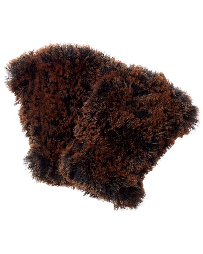 Surell Accessories Faux-Fur Knit Fingerless Mittens