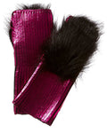 Adrienne Landau Metallic Gloves Pink One Size