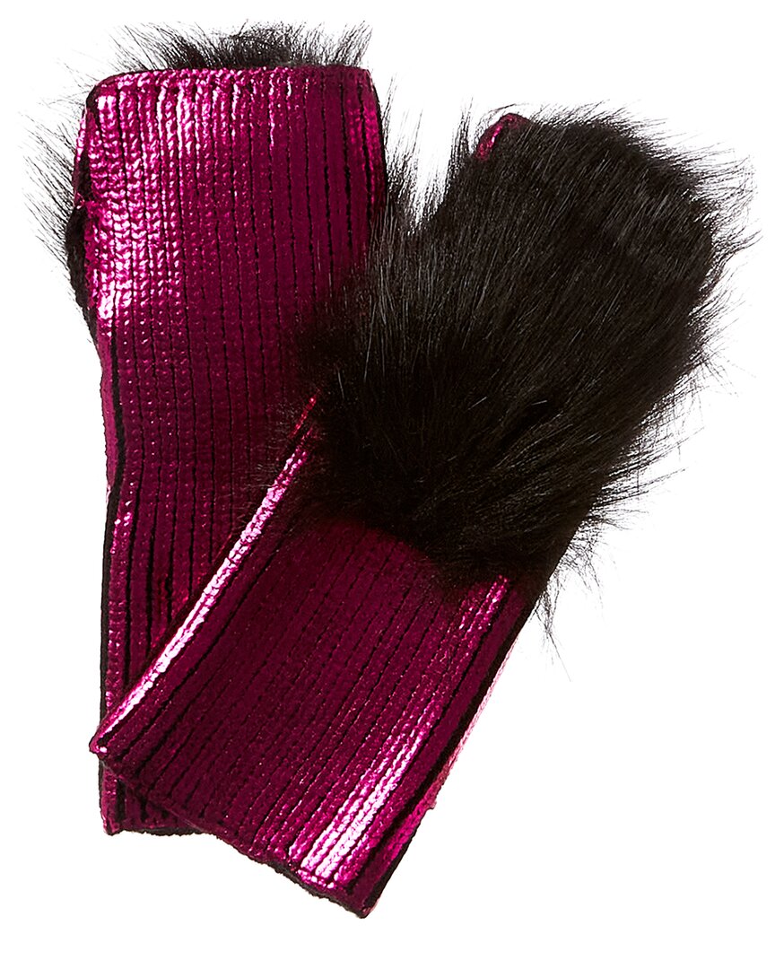 Adrienne Landau Metallic Gloves Pink One Size
