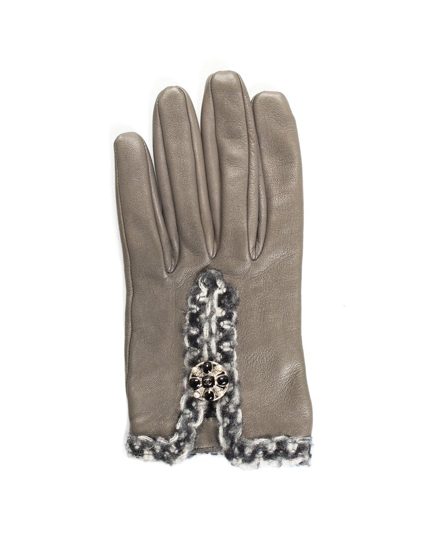Chanel Grey Leather Gloves