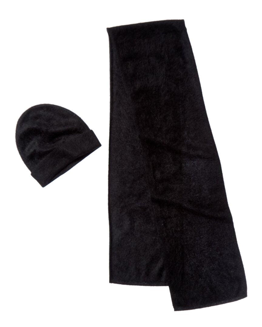 Amicale Cashmere Brushed Cashmere Hat & Scarf Set