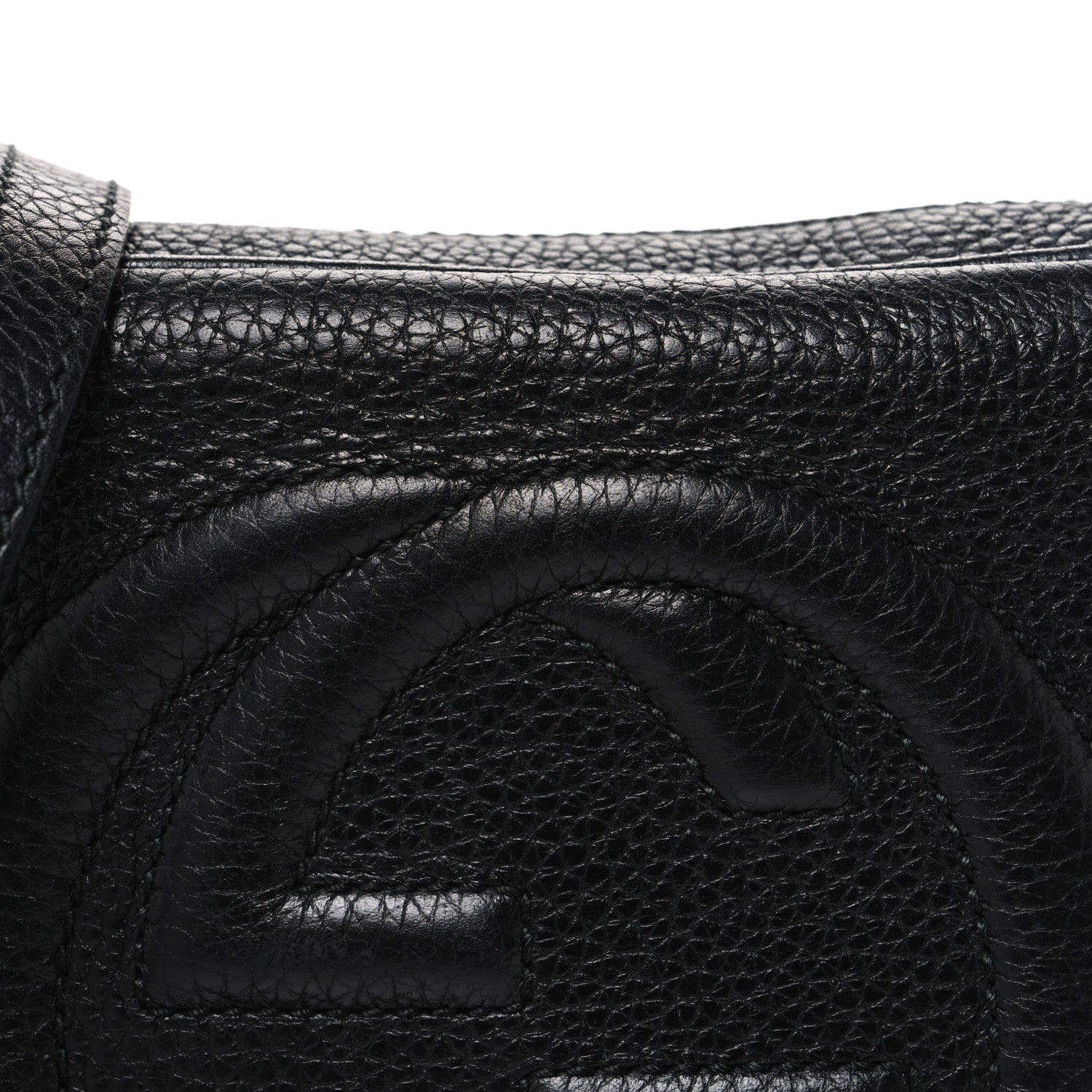 Pebbled Calfskin Small Soho Disco Bag Black