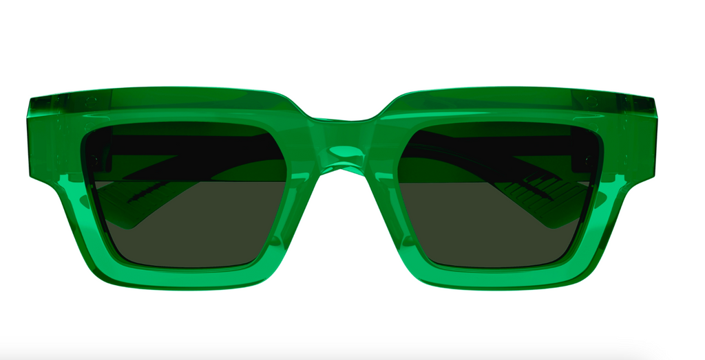 Bottega Veneta BV1230S-002 Green Transparent Square Sunglasses