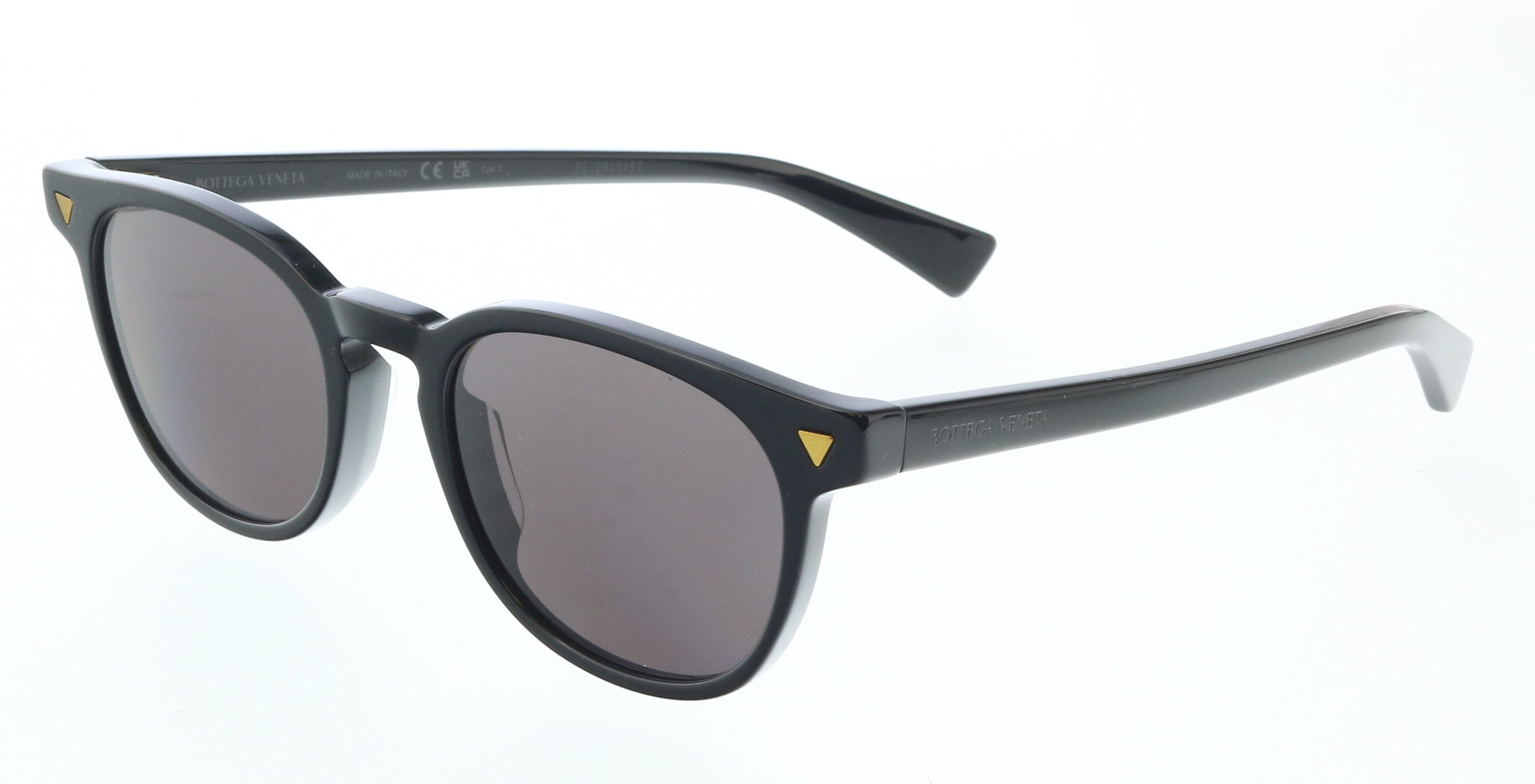Bottega Veneta BV1253S-001 Black Round Sunglasses  Gold