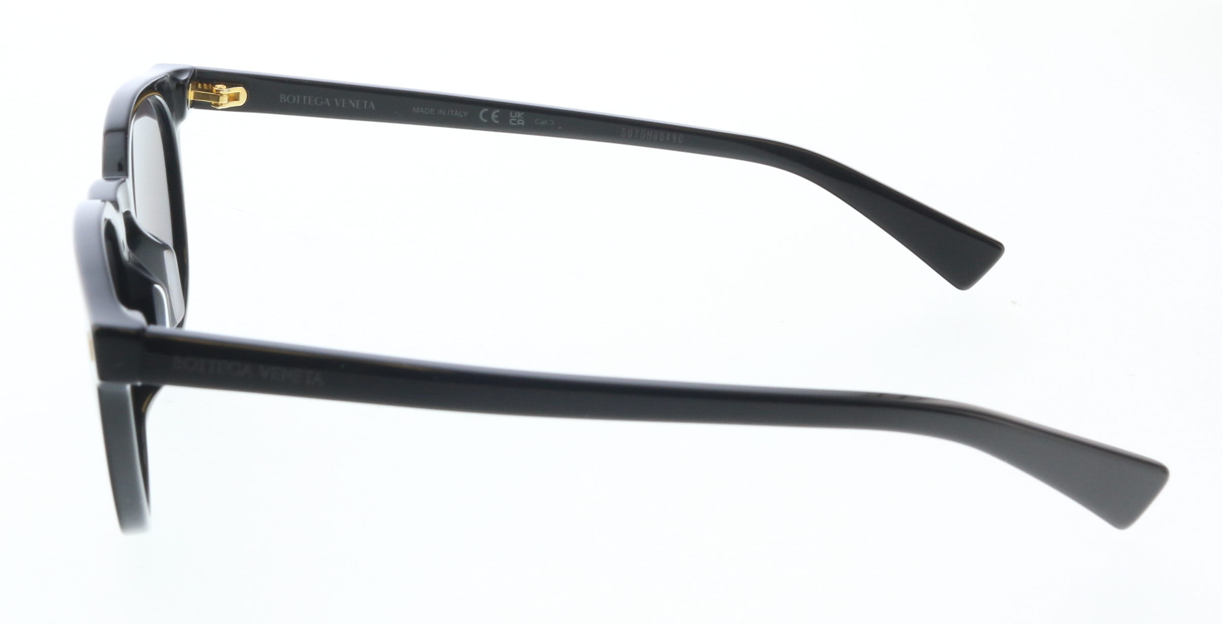 Bottega Veneta BV1253S-001 Black Round Sunglasses  Gold