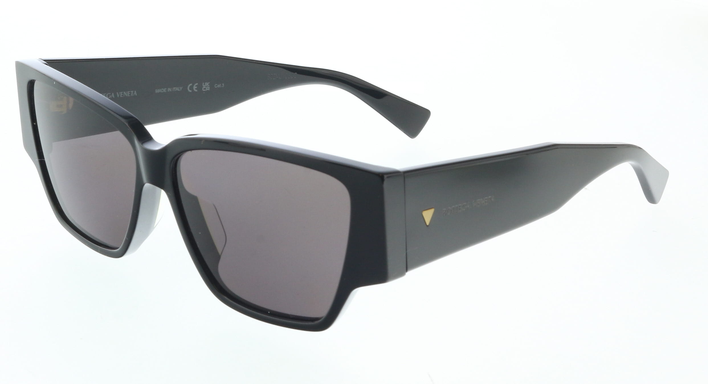 Bottega Veneta BV1285S-001 Bold Black Cat-Eye Sunglasses –