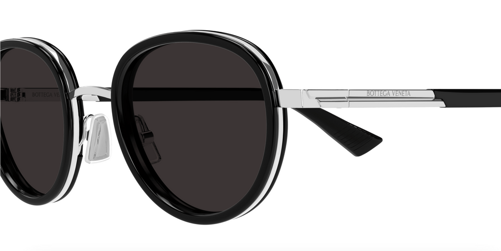 Bottega Veneta BV1372S-001 Retro Black Round Sunglasses