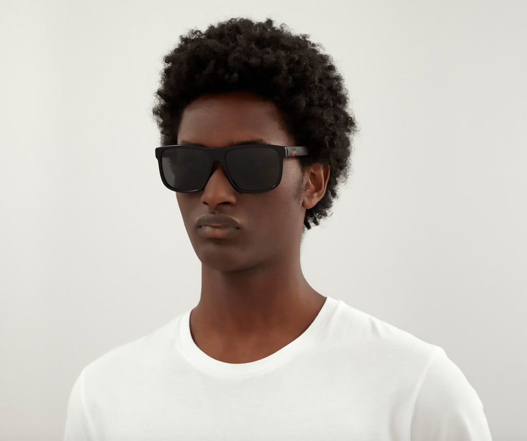 Gucci GG0010S-001 Matte Black Square Sunglasses with Signature Web Stripe