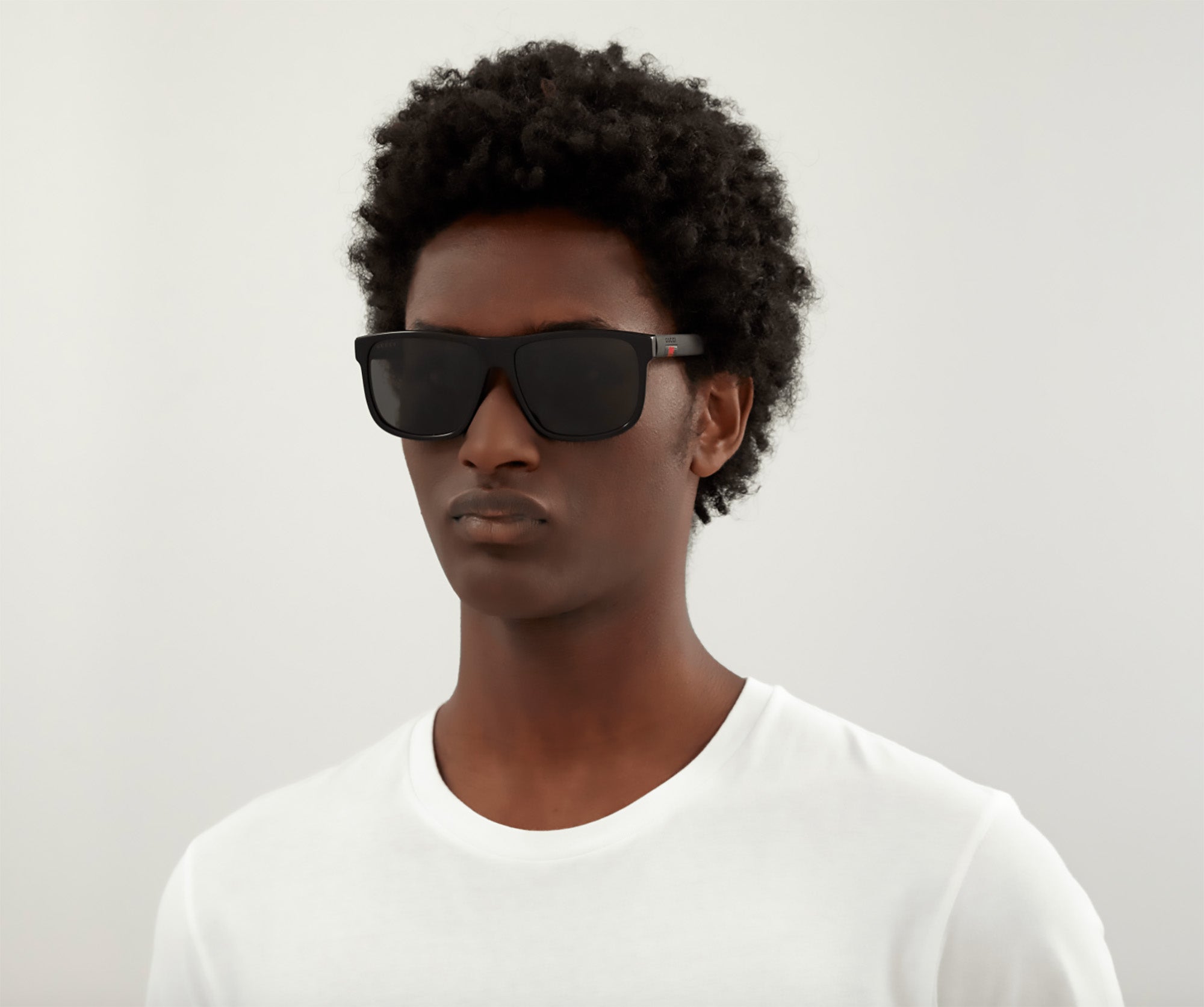 Gucci GG0010S-001 Matte Black Square Sunglasses with Signature Web Stripe