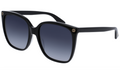 Gucci GG0022S-001 Oversized Black Square Sunglasses with Grey Lenses