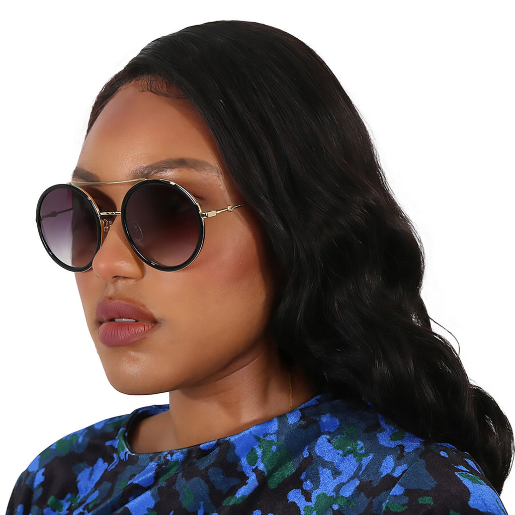 Gucci GG0061S-001 Vintage-Inspired  Round Gold Sunglasses