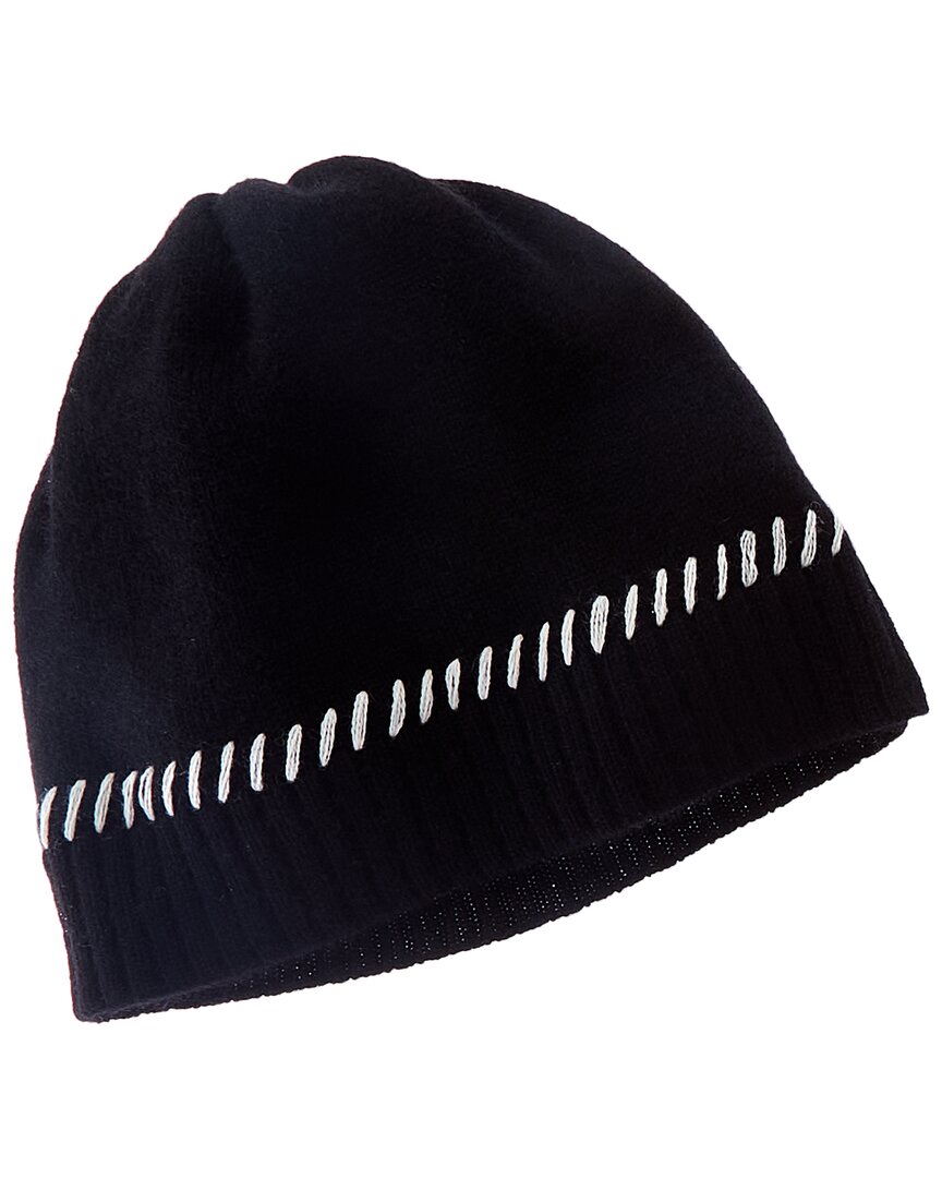 Forte Cashmere Contrast Edge Cashmere Hat Black One Size