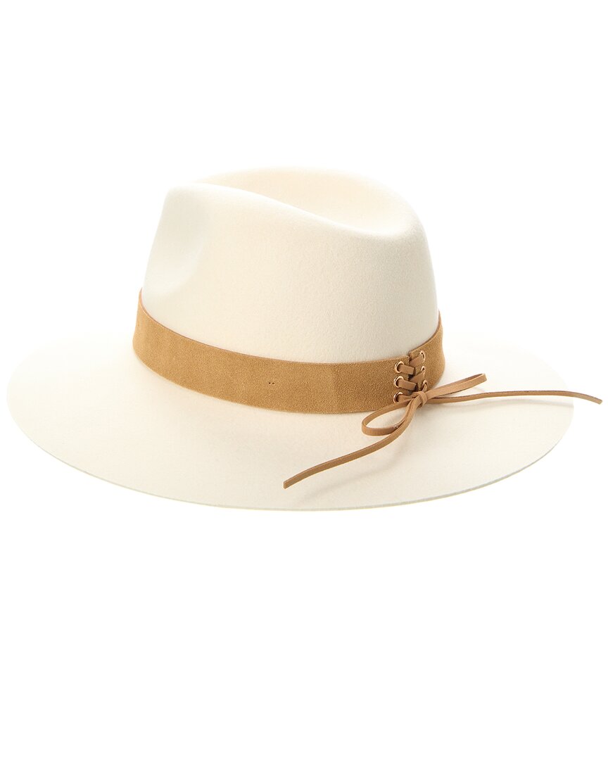 Bruno Magli Wide Brim Leather-Trim Wool Fedora