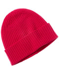 Phenix 2X2 Ribbed Cuffed Cashmere Beanie Pink One Size