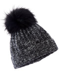 Amicale Cashmere Marl Ladderstitch Cashmere Hat, Black