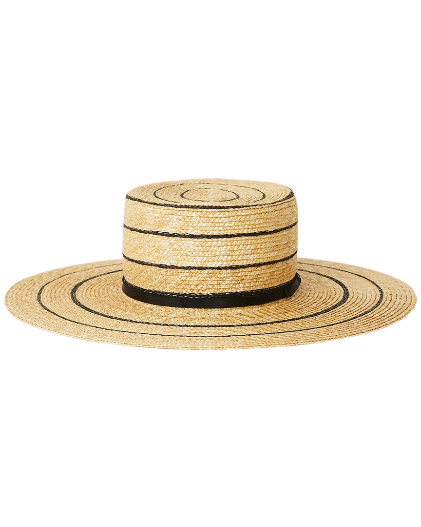 Btb Los Angeles Piper Stripe Straw Hat Black Regular S