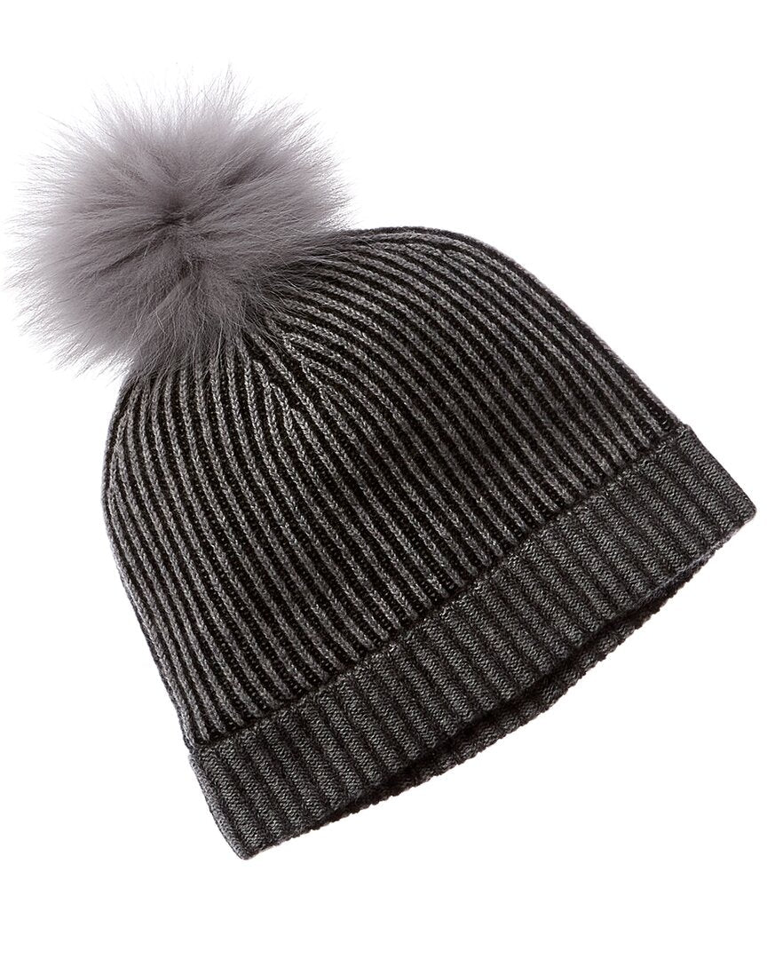 Forte Cashmere Colorblocked Pompom Cashmere Hat
