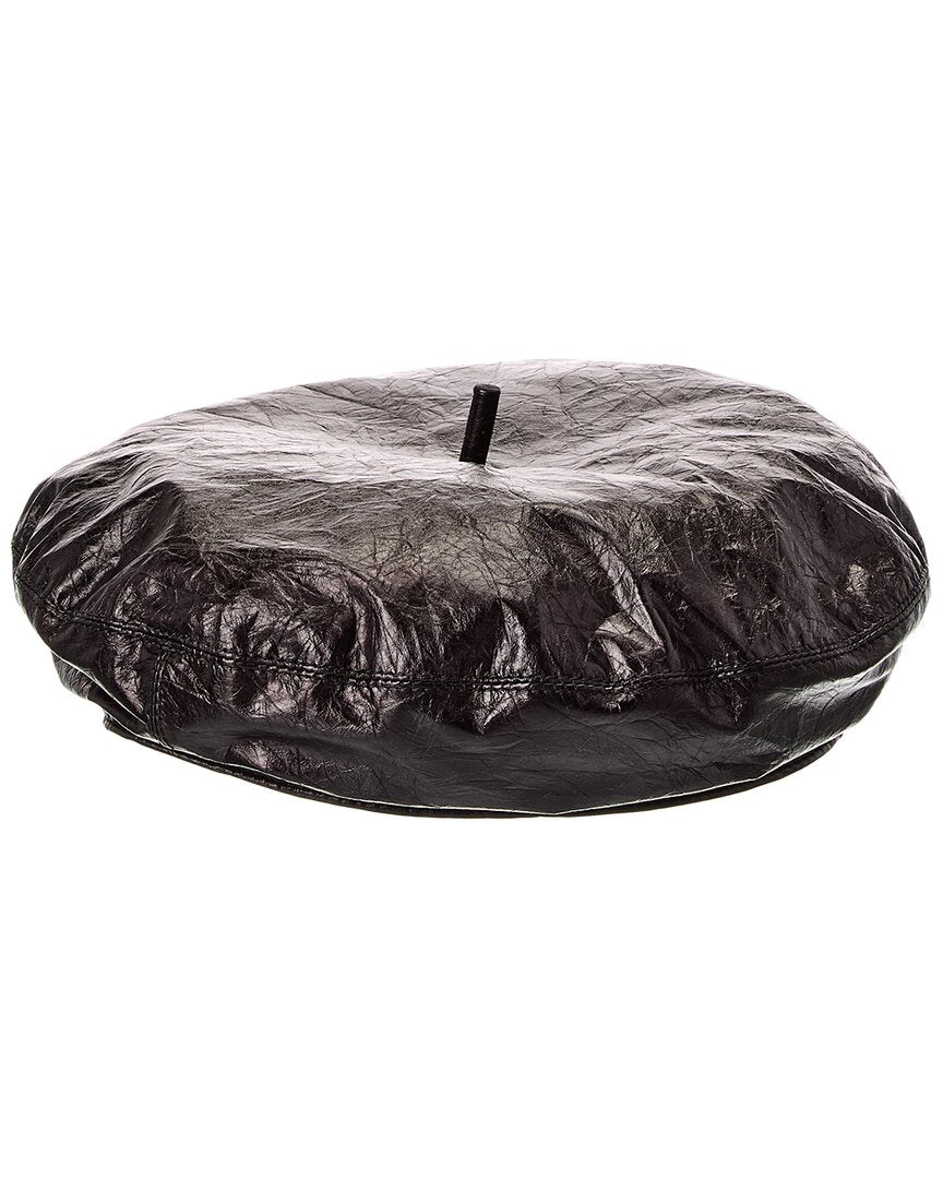 Dior Leather Beret, 57, Black