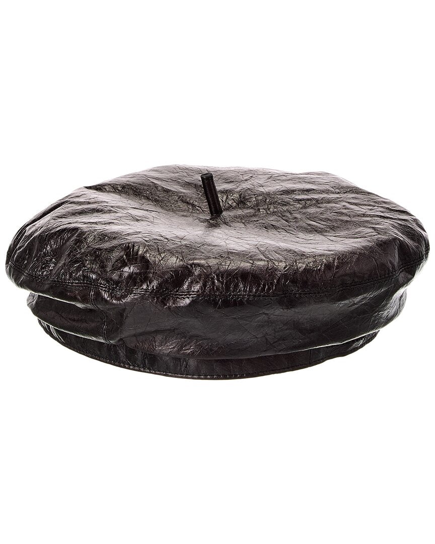 Dior Leather Beret, 57, Black
