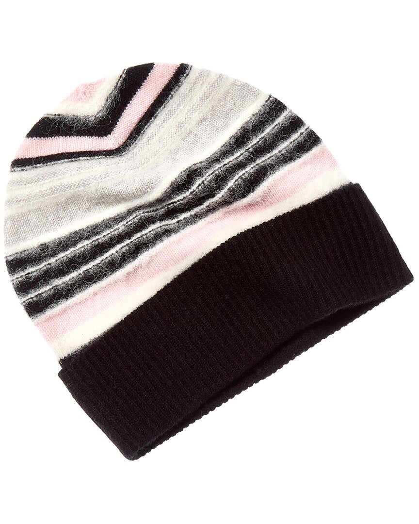 Phenix Fuzzy Stripe Cashmere Beanie
