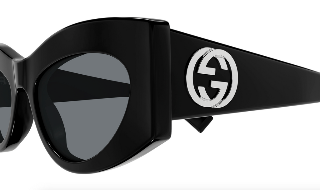 Gucci GG1843S-001  Glossy Black Oversized Cat-Eye Sunglasses