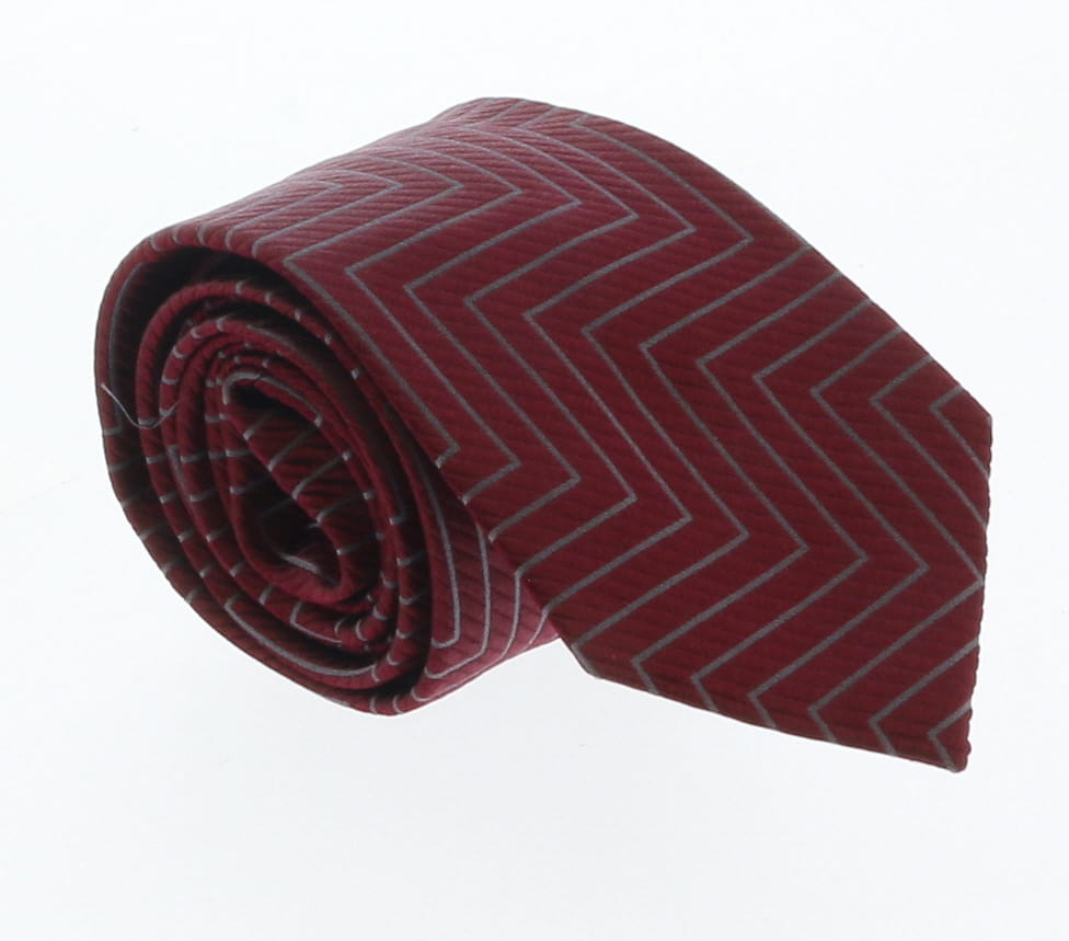 Emporio Armani Red Zigzag 100% Silk Mens Tie