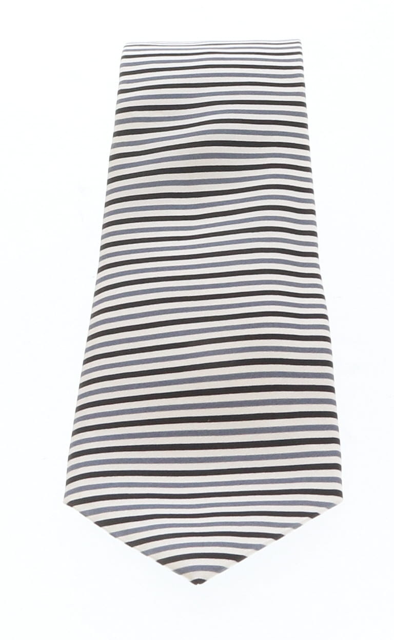 Emporio Armani White Striped 100% Silk Mens Tie