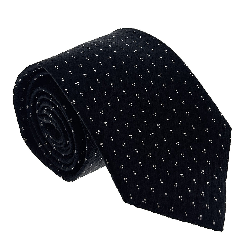 Emporio Armani Black Dotted pattern 100% Silk Mens Tie