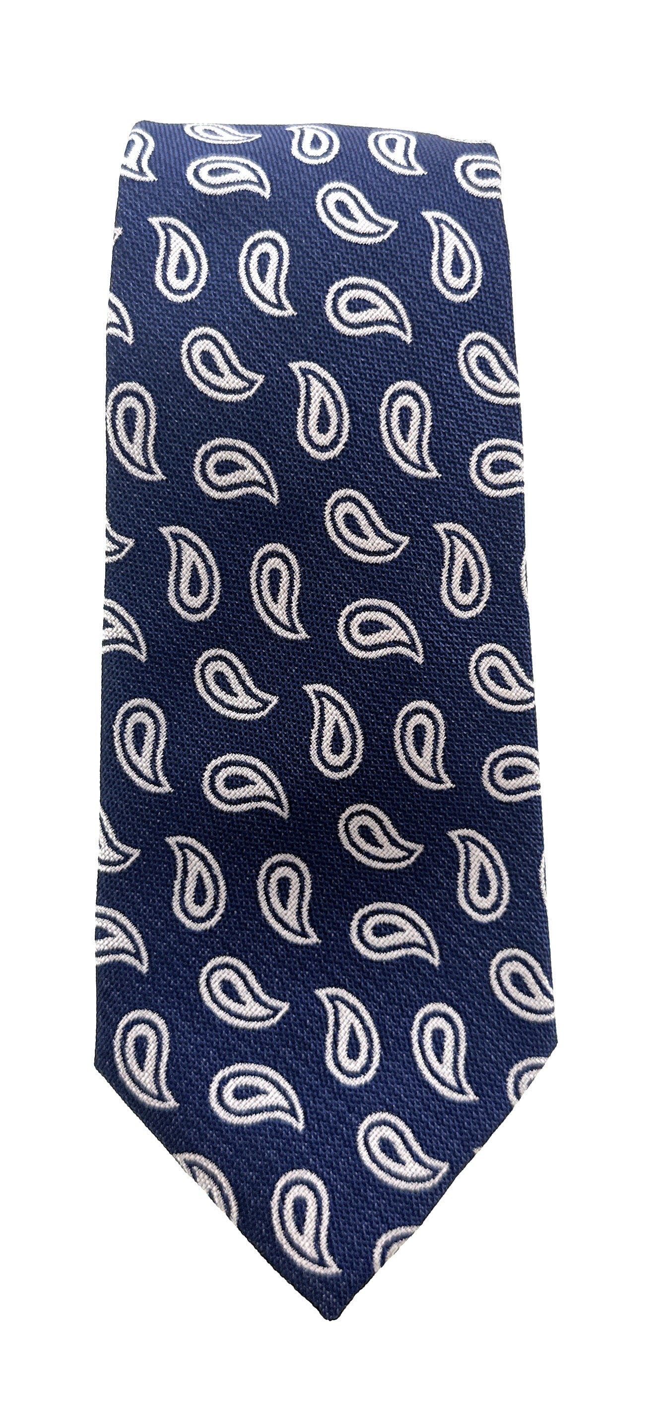 Emporio Armani Blue  tear-drop motifs in white 100% Silk Mens Tie