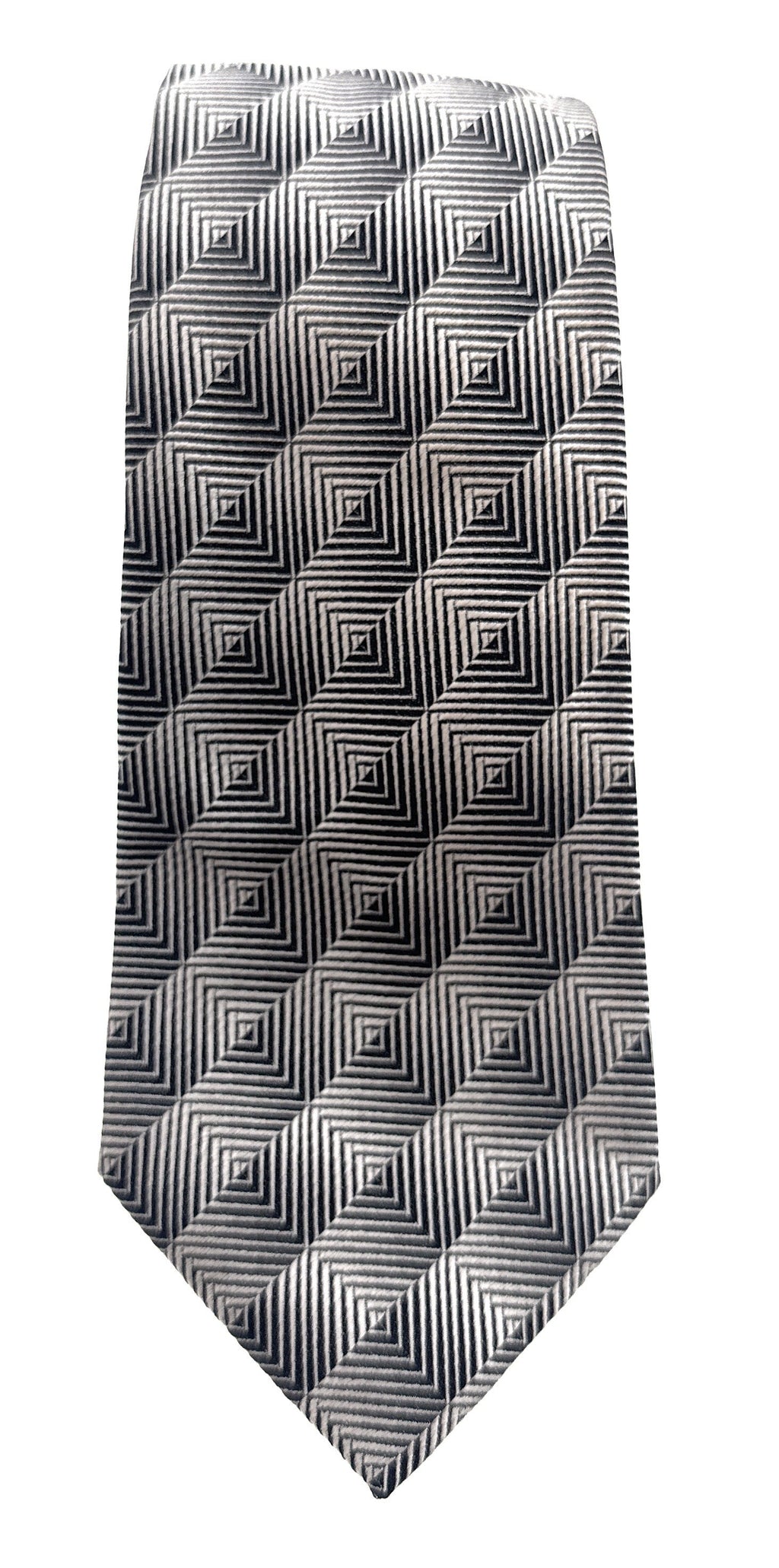 Emporio Armani Silver & Black Diamondweave pattern 100% Silk Mens Tie