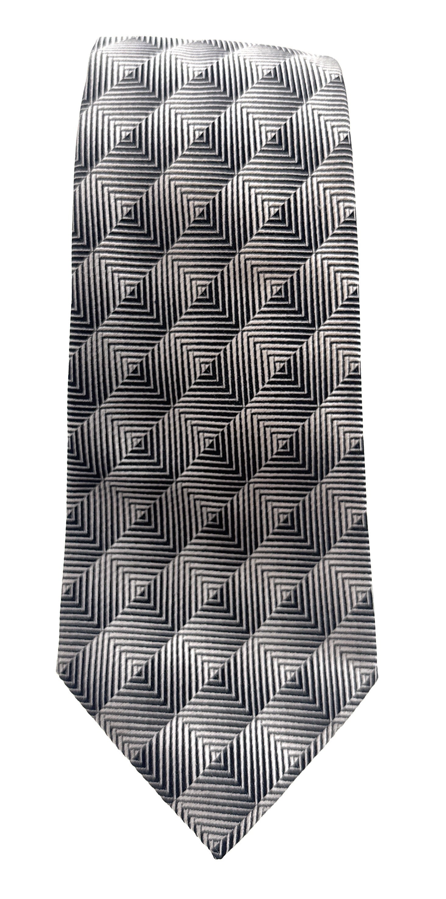 Emporio Armani Silver & Black Diamondweave pattern 100% Silk Mens Tie