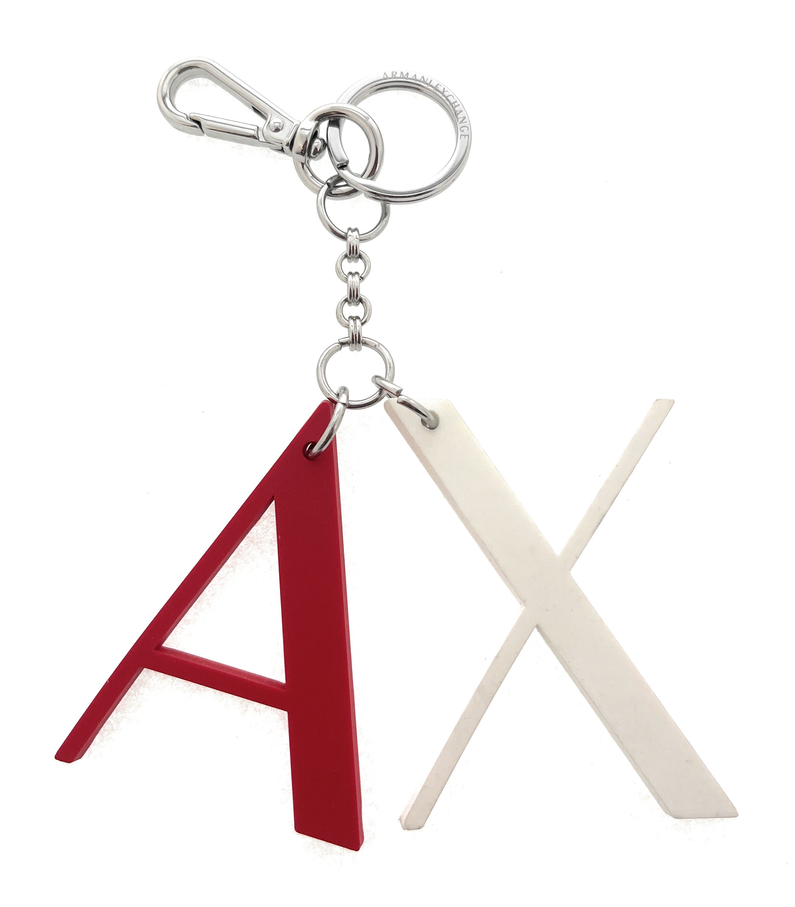 Armani Exchange Red White Rubber AX Letter Keyring