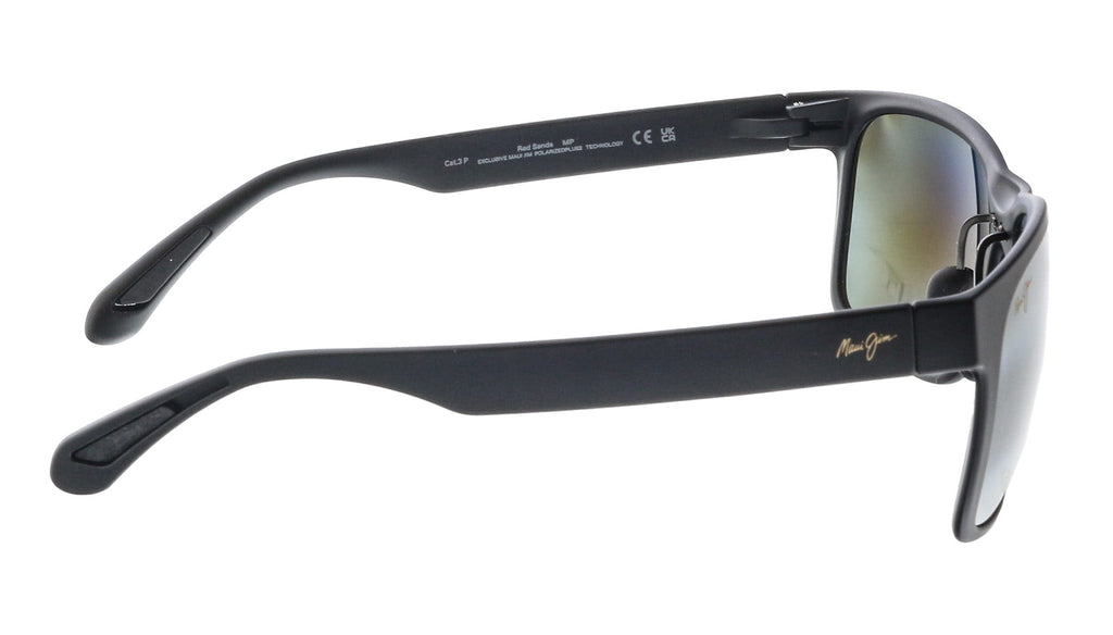 Maui Jim MJ0432S001 Red Sands Matte Black Wrap Polarized Sunglasses