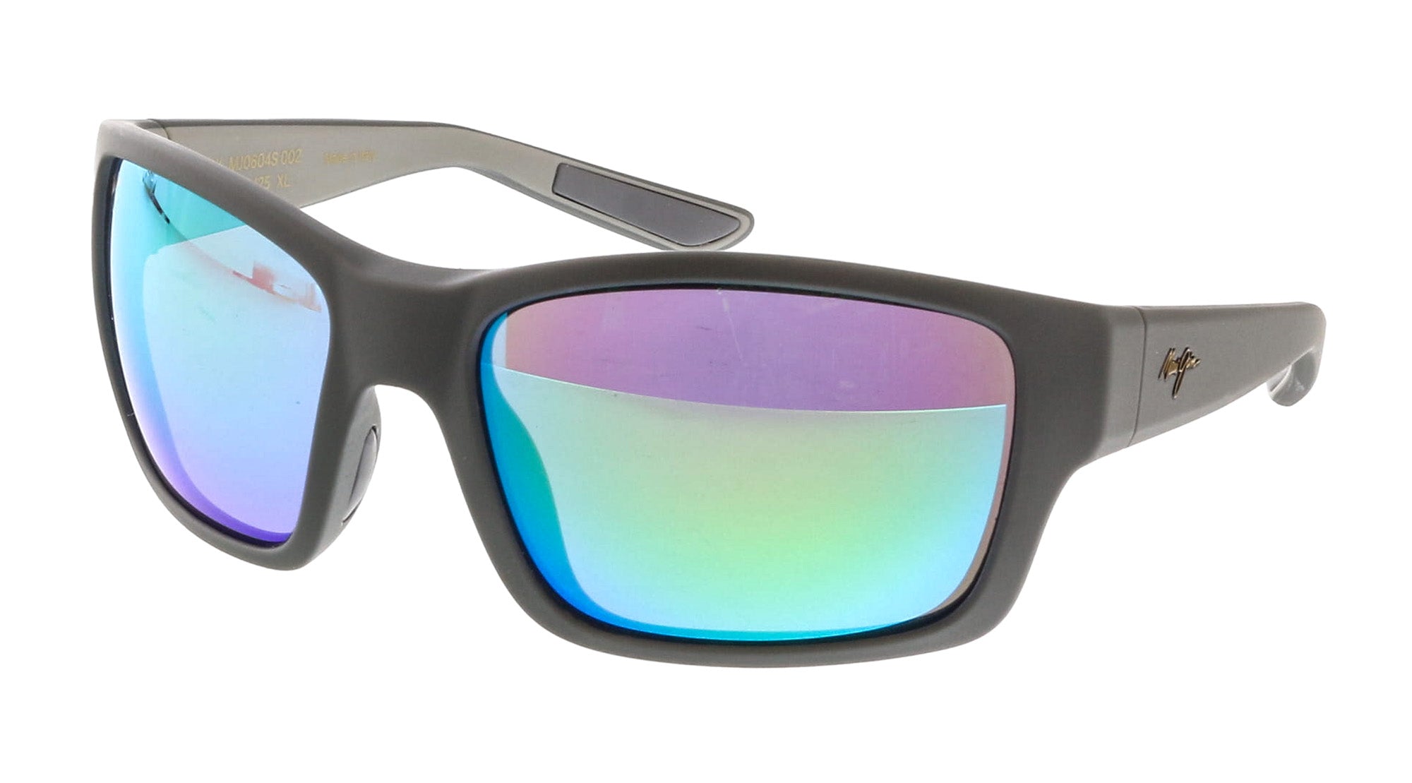 Maui Jim MJ0604S002 Sleek Matte Grey Frame Sunglasses Vibrant Green