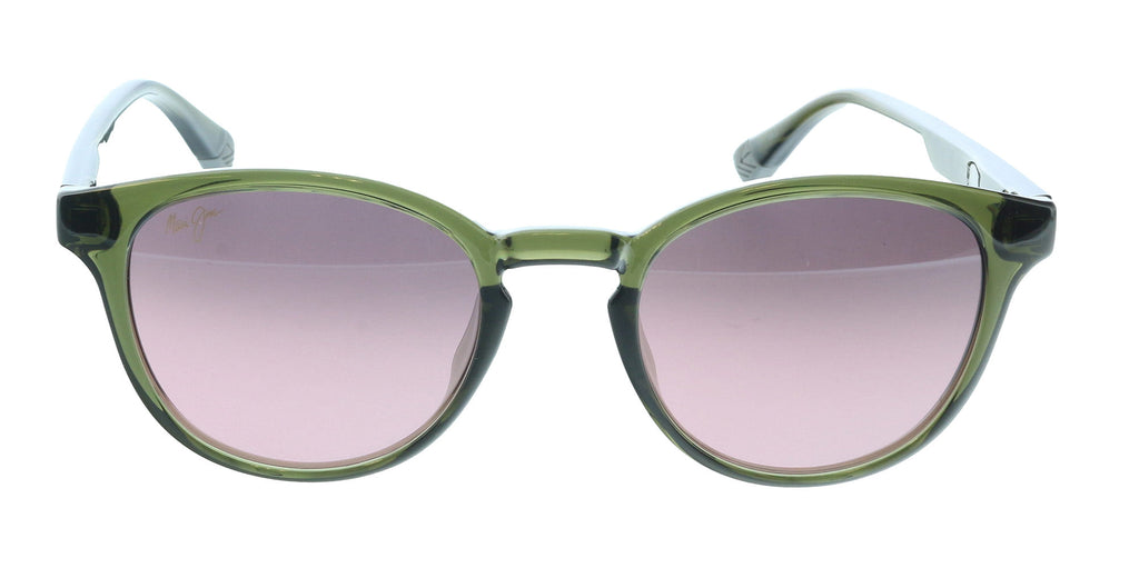 Maui Jim MJ0636S003 Round Polarized Sunglasses Translucent Green Frame