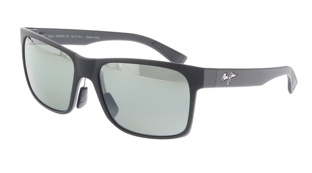 Maui Jim MJ0683S-001 Sleek Matte Black Square Grey Polarized Glass