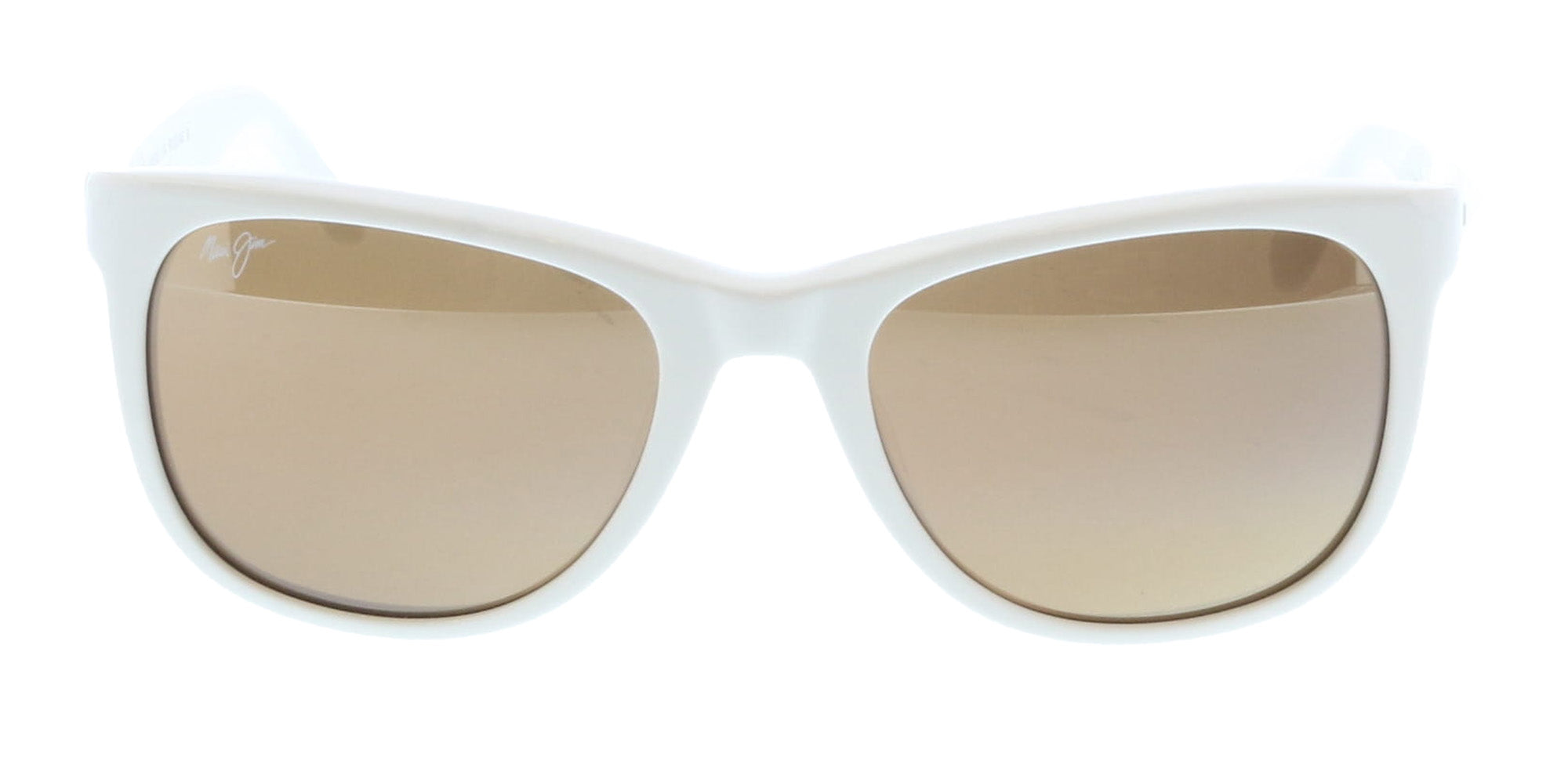 Maui Jim MJ0693S-004 Crisp White Square Acetate Sunglasses Warm Brown