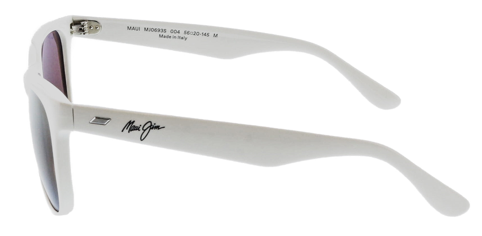 Maui Jim MJ0693S-004 Crisp White Square Acetate Sunglasses Warm Brown