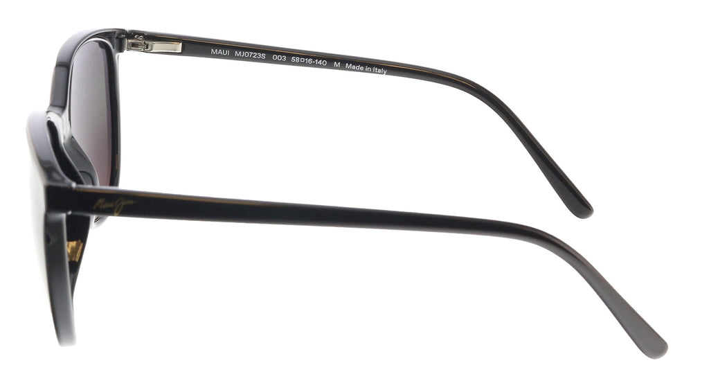Maui Jim MJ0723S-003 Sleek Black Cat-Eye Sunglasses Polarized Grey