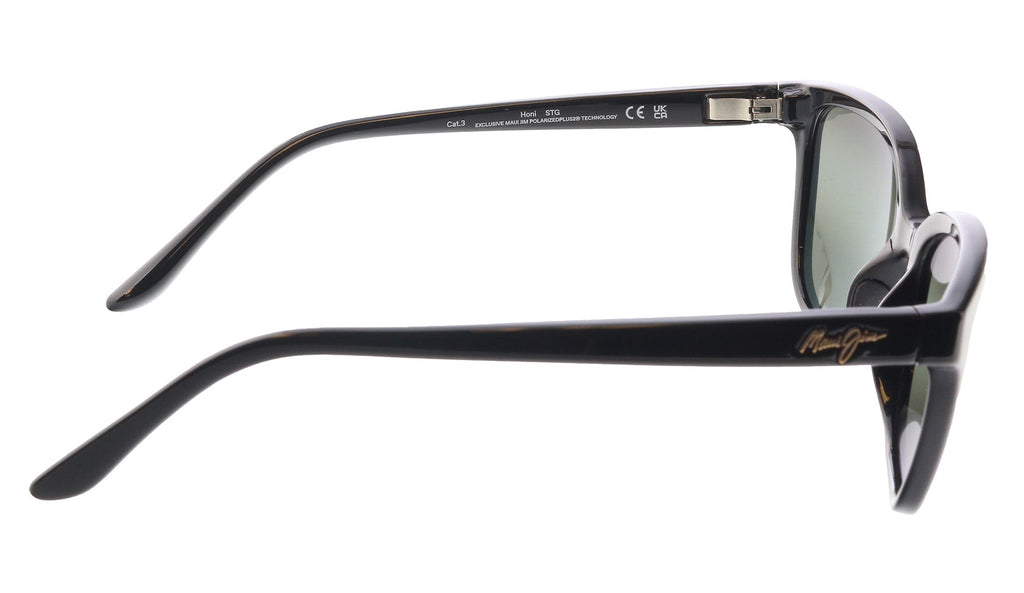 Maui Jim MJ0758S-004 Shiny Black Geometric Cat-Eye Sunglasses Polarized