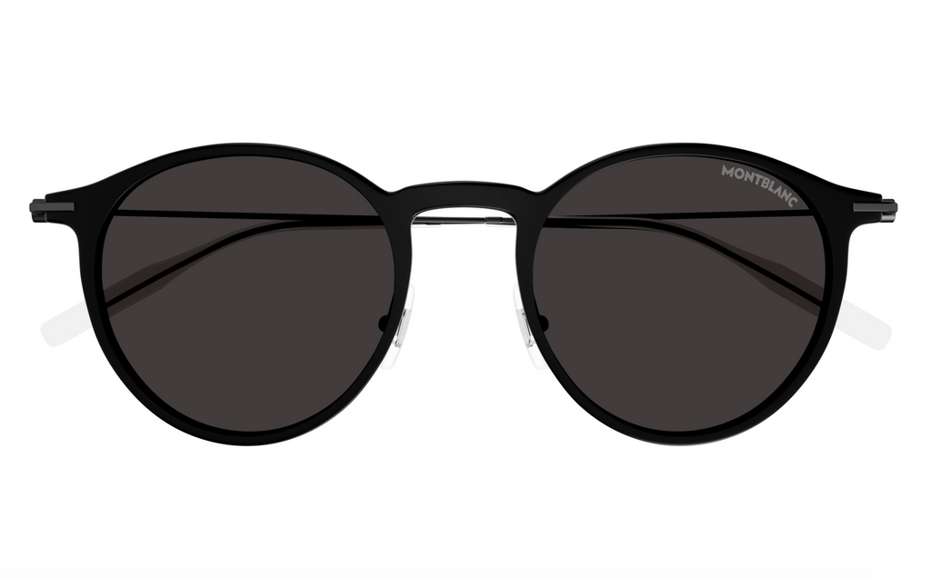 Montblanc MB0097S-009 Classic Black Round Sunglasses Minimalist Elegance